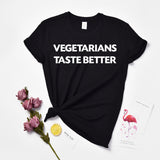 Huikoo Plus Size Women Basic Tshirt Women Summer Letter Graphic Tees Vegetarians Taste Better O Neck Casual Oversized Top