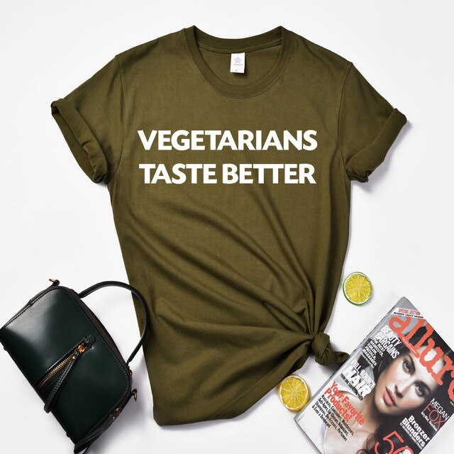 Huikoo Plus Size Women Basic Tshirt Women Summer Letter Graphic Tees Vegetarians Taste Better O Neck Casual Oversized Top