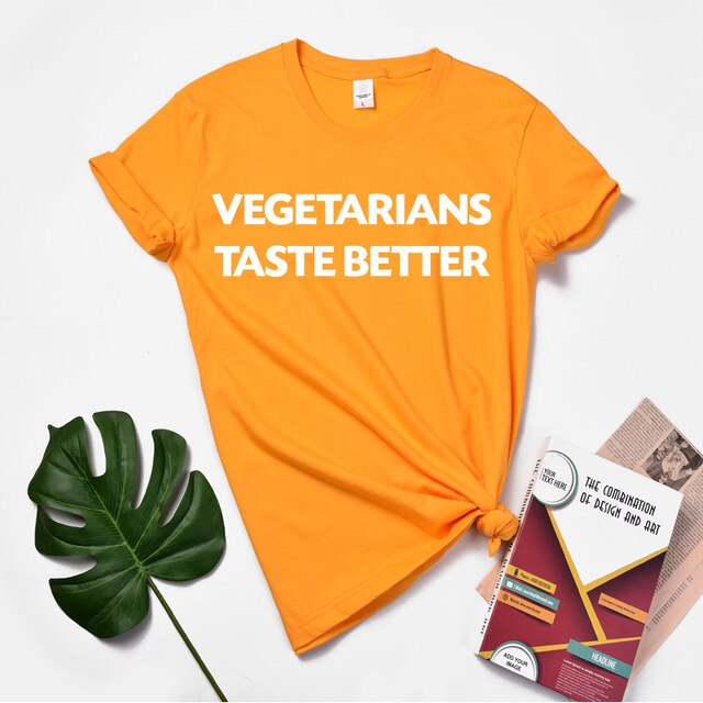 Huikoo Plus Size Women Basic Tshirt Women Summer Letter Graphic Tees Vegetarians Taste Better O Neck Casual Oversized Top